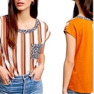 Anthropologie Porridge Petani Striped Pocket Tee